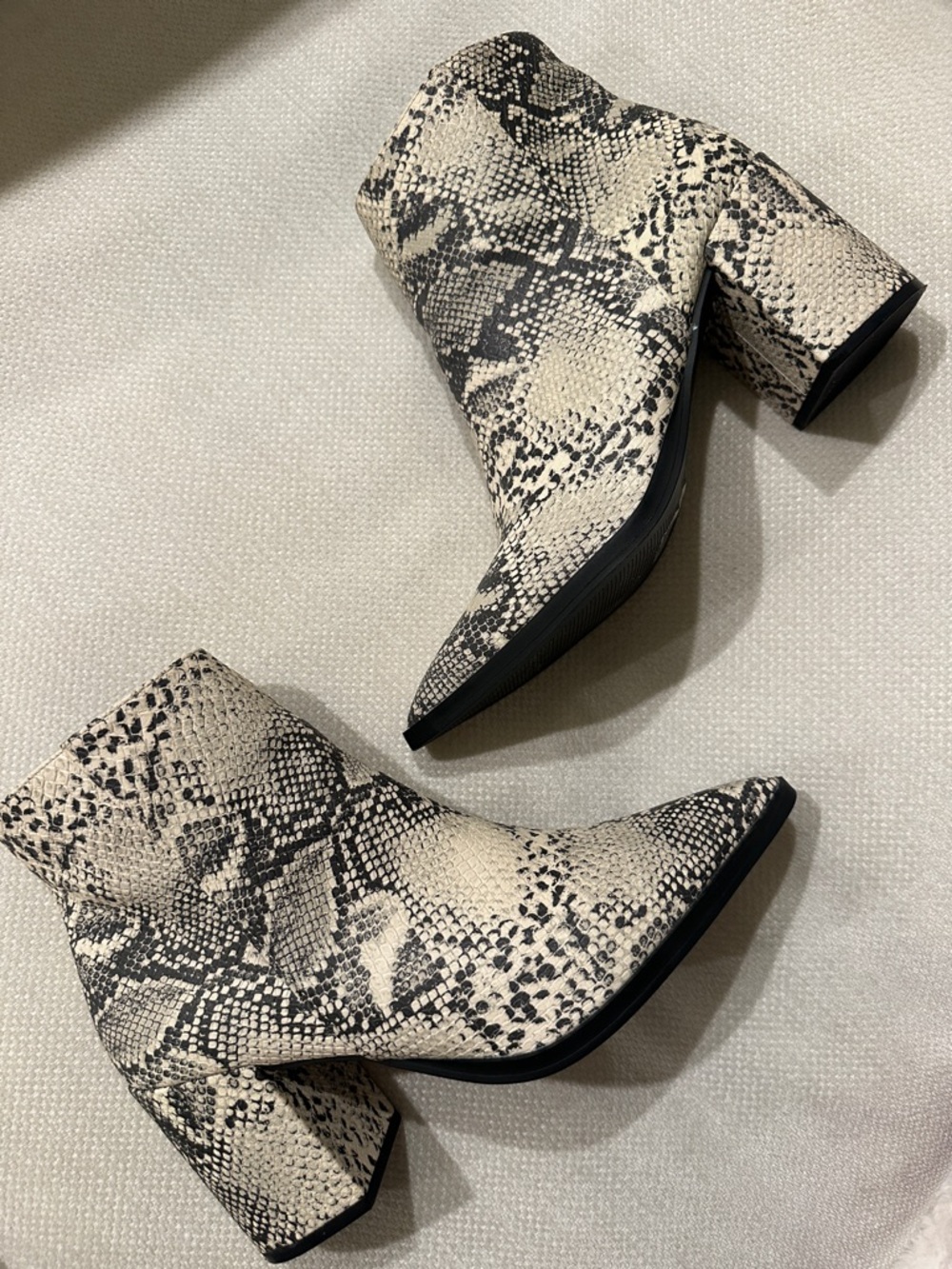 Snake-Print Pointed Toe Booties